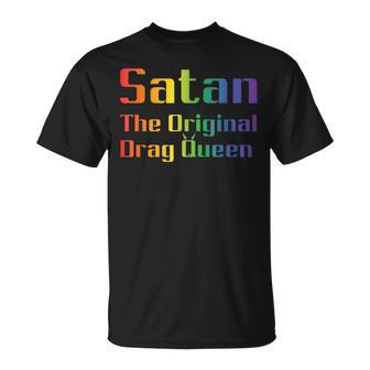 Funny Hail Gay Satan Lgbt Goth Gay Pride Baphomet Drag Queen Unisex T-Shirt | Mazezy UK
