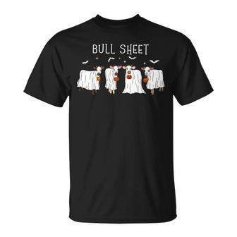 Halloween Boo Ghost Cow Costume Bull Sheet Cow Lover T-Shirt - Seseable
