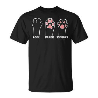 Funny Hand Kitten Dog Joke Game Rock Paper Scissors Cat Paws Unisex T-Shirt | Mazezy