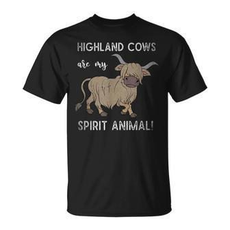 Funny Highland Cows Are My Spirit Animal Highland Cow Unisex T-Shirt | Mazezy