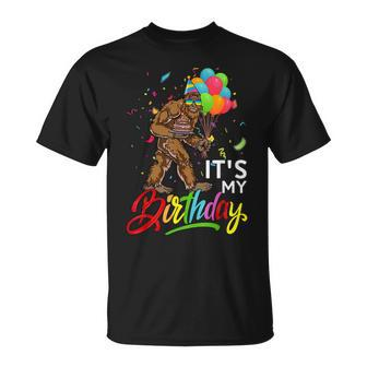 Funny Its My Birthday Bigfoot Sasquatch Party Celebration Unisex T-Shirt - Seseable