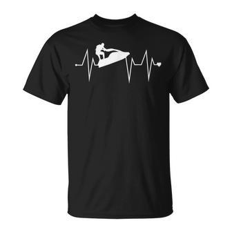 Jet Ski Water Skier Heartbeat Heart Pulse Rate Ekg T-Shirt | Mazezy