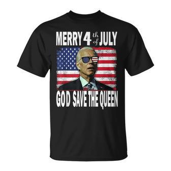 Funny Joe Biden Merry 4Th July Confused God Save The Queen Unisex T-Shirt - Monsterry