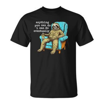 Funny Lazy Husband Procrastinating Nap Cute Sitting Sloth Gift For Women Unisex T-Shirt | Mazezy