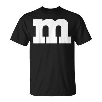 Letter M Chocolate Candy Halloween Team Groups Costume T-Shirt - Seseable
