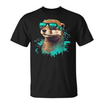 Looking Otter With Sunglasses T-Shirt - Monsterry CA