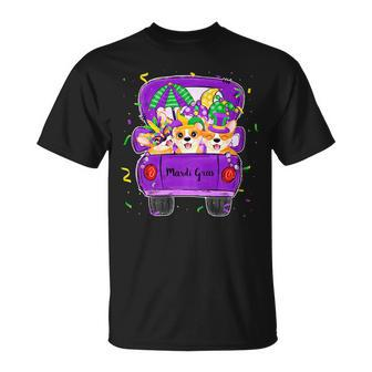 Funny Mardi Gras Truck Jester Corgi Dogs Fat Tuesday Parade Unisex T-Shirt | Mazezy