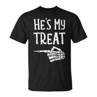 Matching He's My Treat Couples Costume Halloween Hers T-Shirt | Mazezy