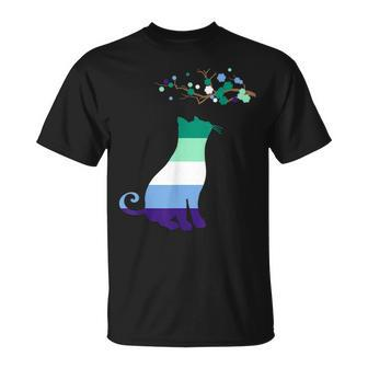 Funny Mlm Sakura Cat Subtle Lgbt Gay Pride Mlm Flag Unisex T-Shirt | Mazezy