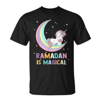 Funny Moon Unicorn Ramadan Is Magical Unicorn Funny Gifts Unisex T-Shirt | Mazezy