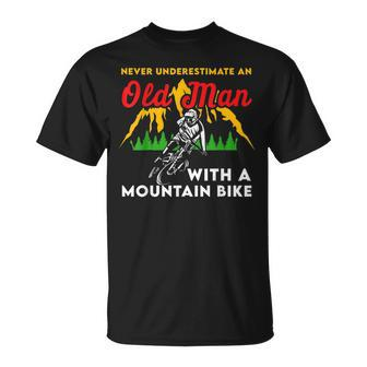 Funny Never Underestimate An Old Man With A Mountain Bike Unisex T-Shirt - Seseable