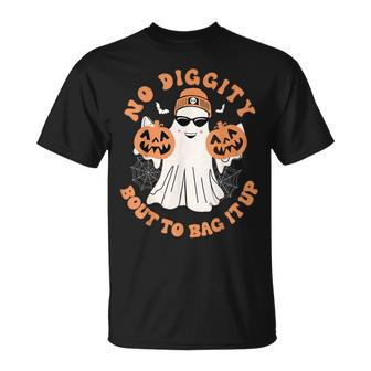 No Diggity Bout To Bag It Up Cute Ghost Halloween T-Shirt - Thegiftio UK