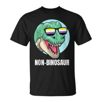 Non-Binosaur Non-Binary Nonbinary Pride Flag T-Shirt | Mazezy