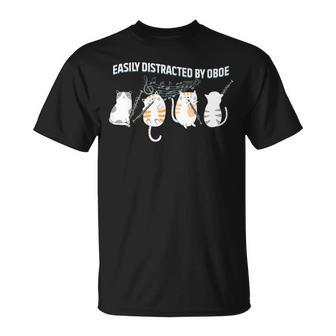 Oboist Music Orchestra Cat Playing Oboe Instrument T-Shirt | Mazezy