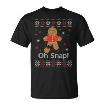Oh No Snap Gingerbread Ugly Sweater Christmas T-Shirt | Mazezy UK