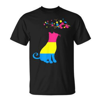 Funny Pansexual Sakura Cat Subtle Lgbt Gay Pride Pan Flag Unisex T-Shirt | Mazezy