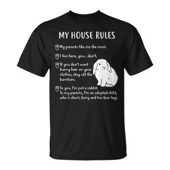 Rabbit My House Rules Holland Lop Bunny T-Shirt | Mazezy