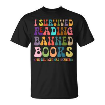 Funny Retro I Survived Reading Banned Books And Got Smarter Unisex T-Shirt | Mazezy