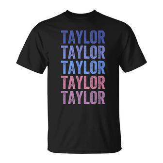 Funny Retro Repeated Text Design First Name Taylor Unisex T-Shirt | Mazezy