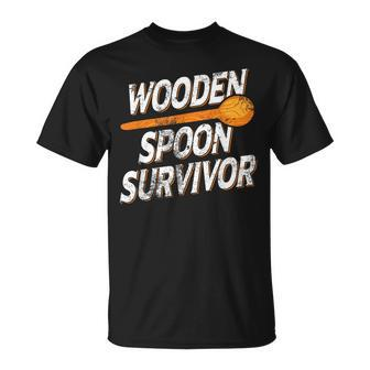 Funny Retro Vintage Wooden Spoon Survivor Unisex T-Shirt - Seseable