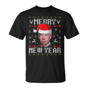 Santa Joe Biden Happy New Year Ugly Christmas Sweater T-Shirt | Mazezy