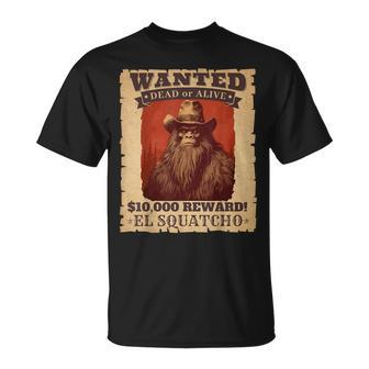 Sasquatch Western Bigfoot Wanted Poster Cowboy Lover T-Shirt | Mazezy DE