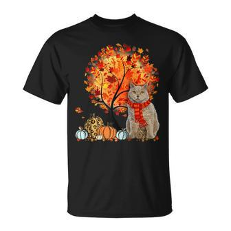 Selkirk Rex Cat Thanksgiving Autumn Cat Lover T-Shirt | Mazezy