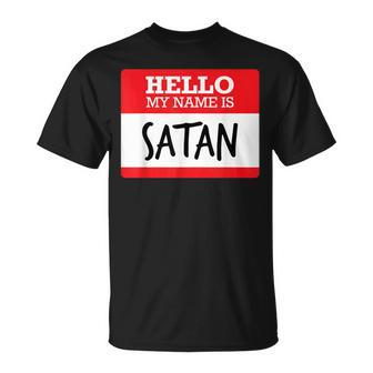Simple Hello My Name Is Satan Costume T T-Shirt | Mazezy