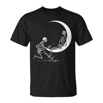 Skeleton Band With Playing Guitar Moon T-Shirt - Monsterry AU