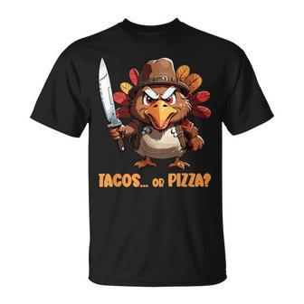 Thanksgiving Turkey Asking Eat Tacos Or Pizza Cool T-Shirt - Seseable