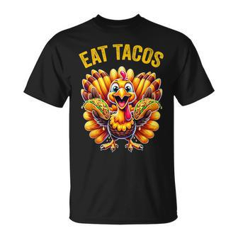 Thanksgiving Turkey Eat Tacos Mexican Thanksgiving Fun T-Shirt | Seseable UK