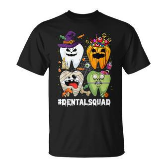 Funny Tooth Th Dental Squad Spooky Halloween Vibes Unisex T-Shirt | Mazezy