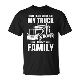 Funny Trucker Gifts Men Truck Driver Husband Semi Trailer Unisex T-Shirt - Seseable