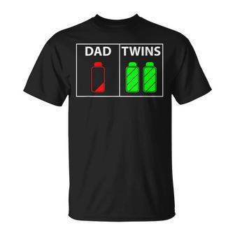 Funny Twin Dad Low Battery Power Twins Fathers Day Gift Gift For Mens Unisex T-Shirt | Mazezy
