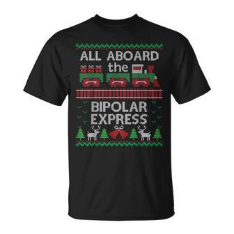 Ugly Sweater Bipolar Express Christmas Train T-Shirt | Mazezy