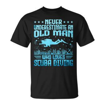 Never Underestimate An Old Man Who Loves Scuba Diving T-Shirt - Thegiftio UK