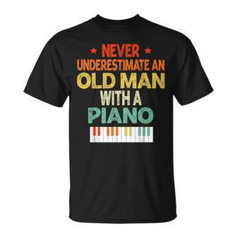 Never Underestimate An Old Man With A Piano Lovers T-Shirt | Mazezy