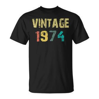 Funny Vintage Born In 1974 Retro 45Th Birthday Gifts Unisex T-Shirt | Mazezy