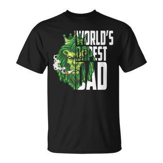 Funny Weed Dad Fathers Day Worlds Dopest Dad Stoner Dad Gift For Women Unisex T-Shirt | Mazezy