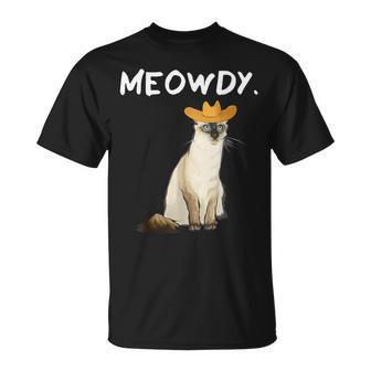 Western Meowdy Balinese-Javanese Cat Pun Howdy Cowboy T-Shirt | Mazezy