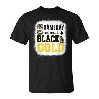 On Gameday Football We Wear Gold And Black Leopard Print T-Shirt | Mazezy