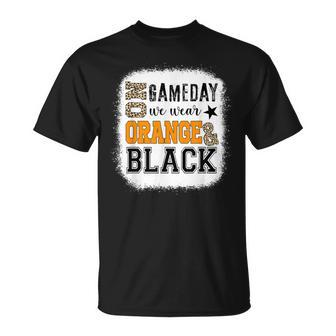 On Gameday Football We Wear Orange And Black Leopard Print T-Shirt | Mazezy UK