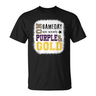 On Gameday Football We Wear Purple And Gold Leopard Print T-Shirt | Mazezy CA