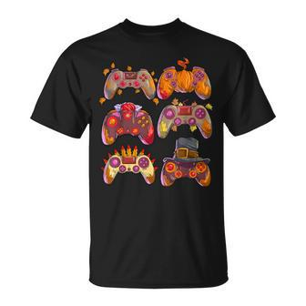 Gamer Thanksgiving Boys Gaming Controllers Turkey Pumpkin T-Shirt - Thegiftio UK