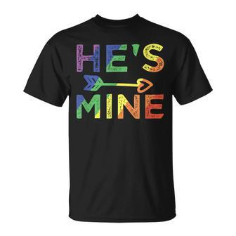 Gay Couple Matching Hes Mine Lgbt Pride Unisex T-Shirt | Mazezy