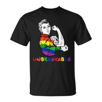 Gay Pride Flag Human Rights Unbreakable Lgbtq Cool Lgbt Gift Unisex T-Shirt | Mazezy