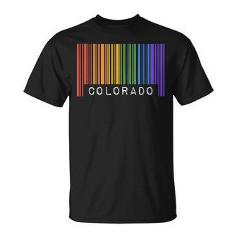 Gay Queer Barcode Pride Colorado Aesthetic Lgbtq Flag Denver Unisex T-Shirt | Mazezy