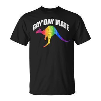 Gayday Mate Funny Gay Pride Punny Kangaroo Australia Unisex T-Shirt | Mazezy