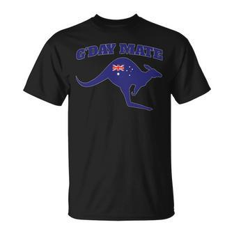 Gday Mate Australia Flag Kangaroo Australia Gday Mate Unisex T-Shirt - Monsterry
