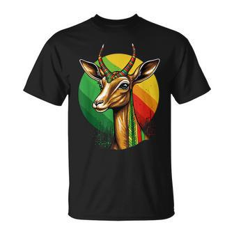 Gerenuk Forest Zookeeper Safari Animal African Flag T-Shirt | Mazezy